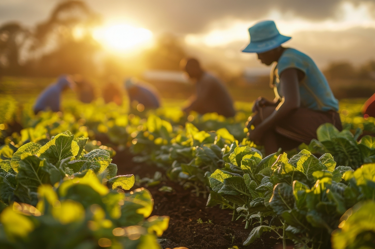 Farmers working in the field